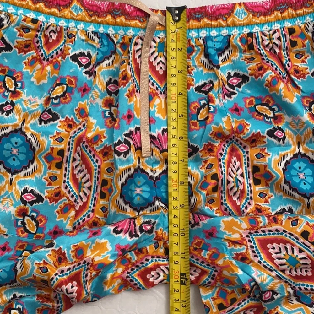 Hale Bob Peliah silk charmeuse pants in turquoise multicolor print M - Picture 8 of 13